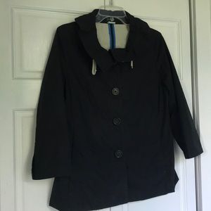 JCrew, 3/4 sleeve, black, raincoat